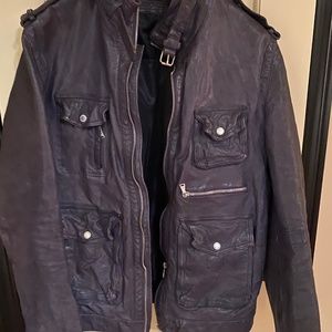 Neil Barret Men's Washed/Tumbled Leather Jacket